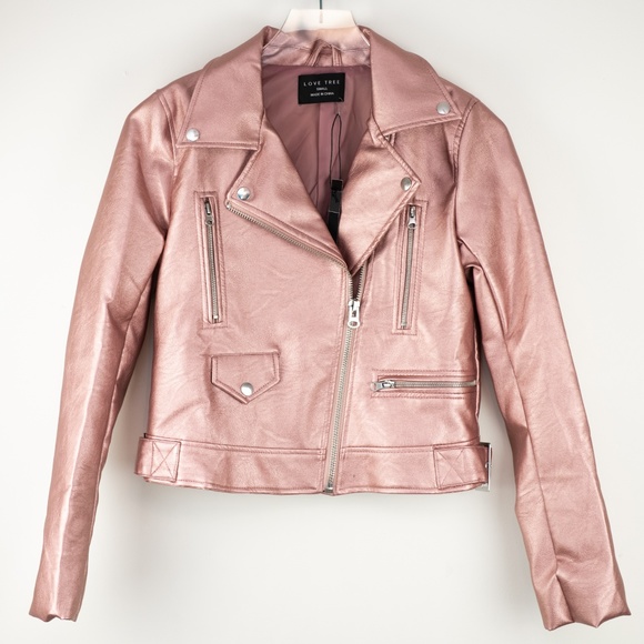 Nwt Love Tree Vegan Leather Jacket Pink 